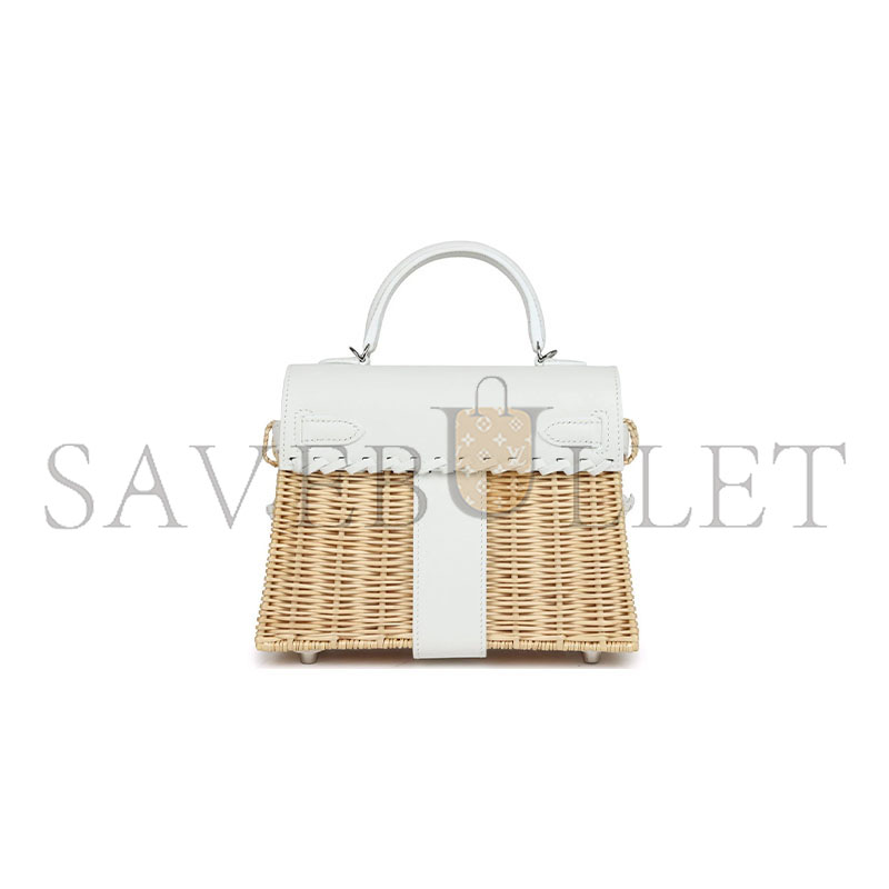 H**mes master mini picnic kelly 20 white swift palladium hardware (20*14*8cm)